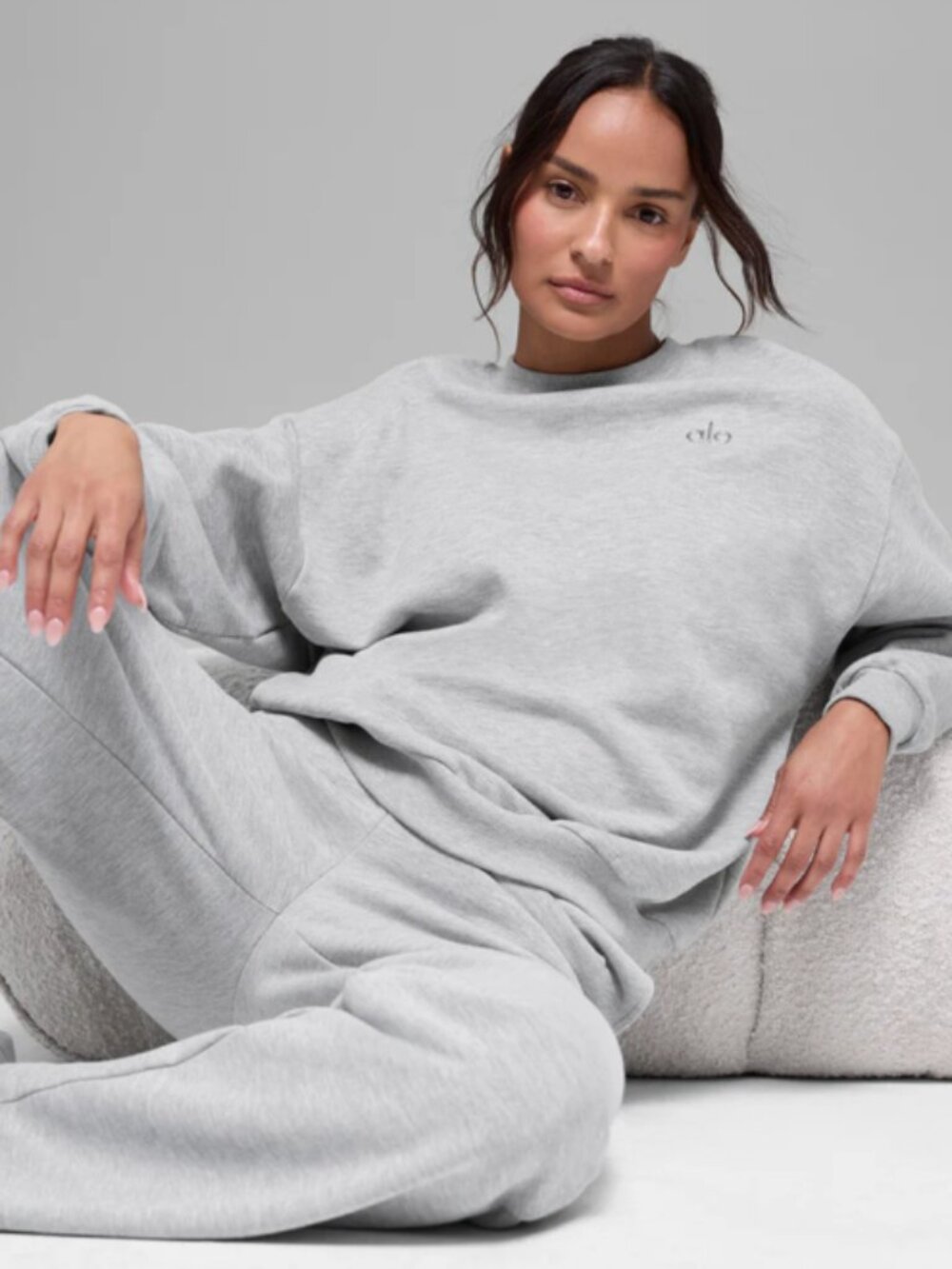 Alo Accolade Crewneck Sweatshirt Streetwear Grey - New - Picture 3 of 6